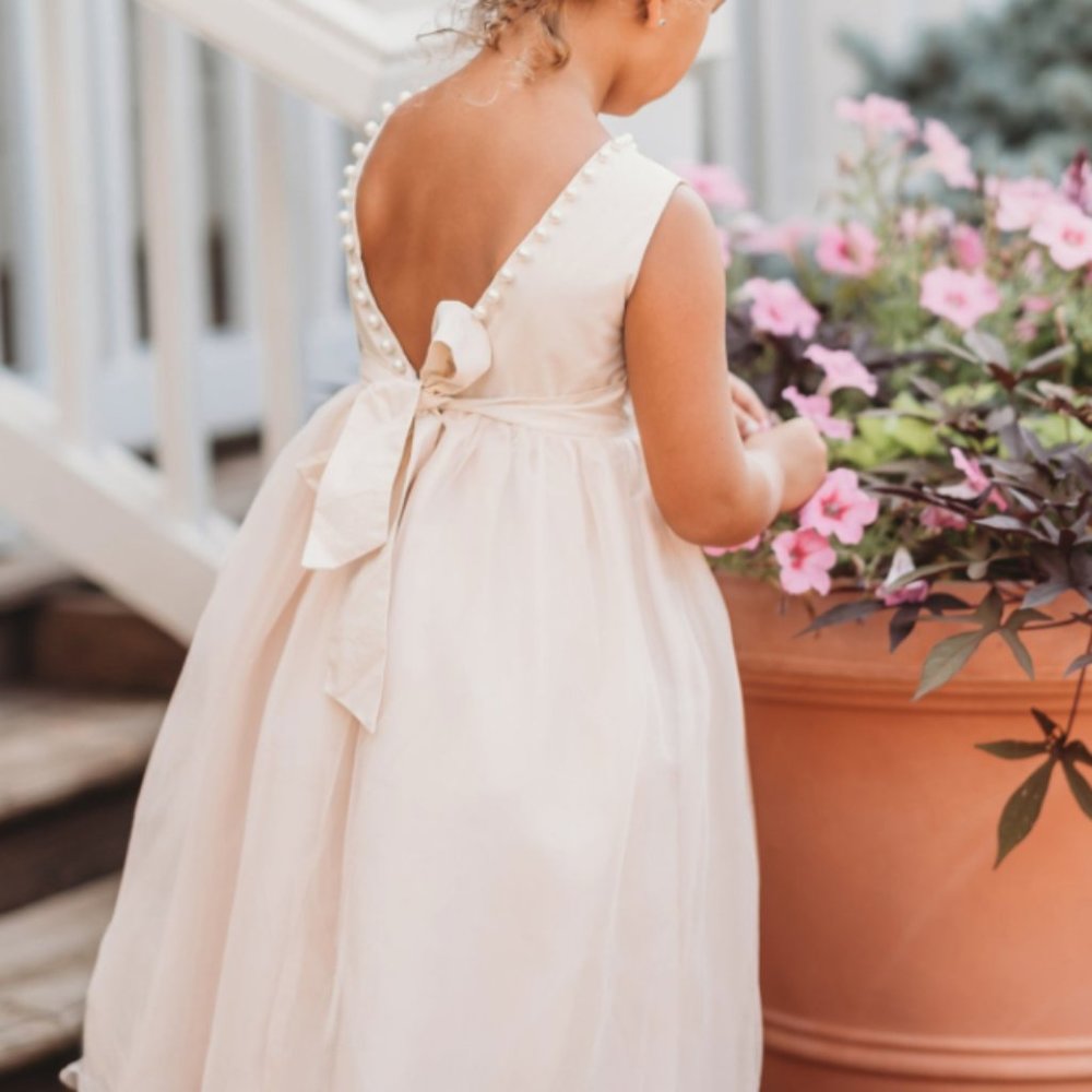 Flower Girl Communion Tulle Pearl Dress